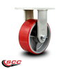 Service Caster 8 Inch Extra Heavy Duty Red Poly on Cast Iron Wheel Rigid Top Plate Caster SCC-KP92R830-PUR-RS